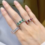 925 Sterling Silver Eternity Band with Emerald-Cut Gemstones