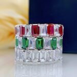 925 Sterling Silver Eternity Band with Emerald-Cut Gemstones