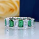 925 Sterling Silver Eternity Band with Emerald-Cut Gemstones