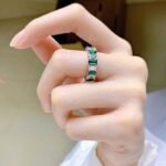 925 Sterling Silver Eternity Band with Emerald-Cut Gemstones