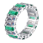 925 Sterling Silver Eternity Band with Emerald-Cut Gemstones