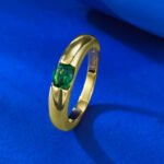 925 Sterling Silver Green Zircon Inlaid Ring