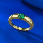 925 Sterling Silver Green Zircon Inlaid Ring