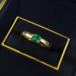 925 Sterling Silver Green Zircon Inlaid Ring