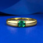 925 Sterling Silver Green Zircon Inlaid Ring