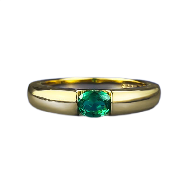 925 Sterling Silver Green Zircon Inlaid Ring