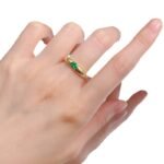 925 Sterling Silver Green Zircon Inlaid Ring