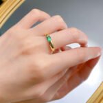 925 Sterling Silver Green Zircon Inlaid Ring