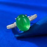 Elegant 925 Silver Plated Emerald Ring with High Ice Green Chalcedony