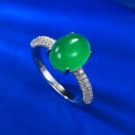 Elegant 925 Silver Plated Emerald Ring with High Ice Green Chalcedony