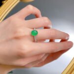 Elegant 925 Silver Plated Emerald Ring with High Ice Green Chalcedony