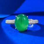 Elegant 925 Silver Plated Emerald Ring with High Ice Green Chalcedony