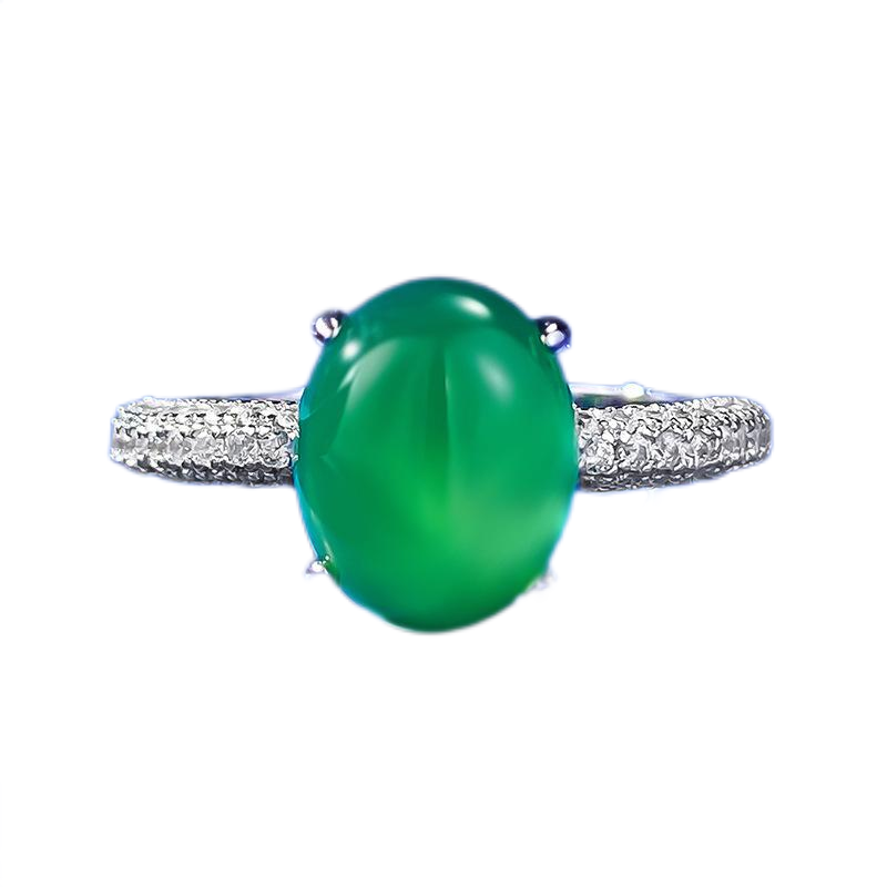 Elegant 925 Silver Plated Emerald Ring with High Ice Green Chalcedony