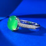 Elegant 925 Silver Plated Emerald Ring with High Ice Green Chalcedony