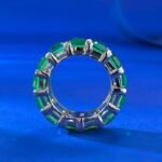 Elegant 925 Sterling Silver Emerald Ring with Rectangular Gemstones