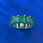 Elegant 925 Sterling Silver Emerald Ring with Rectangular Gemstones