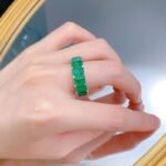 Elegant 925 Sterling Silver Emerald Ring with Rectangular Gemstones