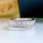 Elegant 925 Sterling Silver Eternity Band with Princess-Cut Gemstones and Micro-Pave Zirconia