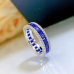 Elegant 925 Sterling Silver Eternity Band with Princess-Cut Gemstones and Micro-Pave Zirconia