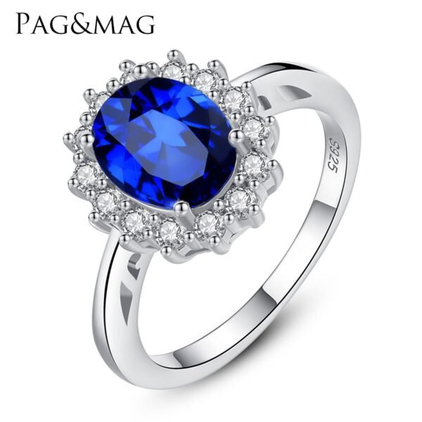 Elegant Princess Diana Inspired Emerald Ring – S925 Sterling Silver with Kashmir