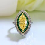 Elegant S925 Sterling Silver Marquise-Cut Yellow Zircon Ring
