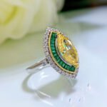 Elegant S925 Sterling Silver Marquise-Cut Yellow Zircon Ring