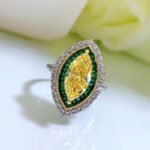 Elegant S925 Sterling Silver Marquise-Cut Yellow Zircon Ring