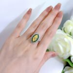 Elegant S925 Sterling Silver Marquise-Cut Yellow Zircon Ring