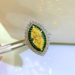 Elegant S925 Sterling Silver Marquise-Cut Yellow Zircon Ring