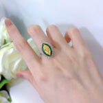 Elegant S925 Sterling Silver Marquise-Cut Yellow Zircon Ring