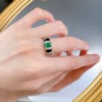 Elegant S925 Sterling Silver Rectangular Emerald Ring