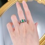 Elegant S925 Sterling Silver Rectangular Emerald Ring