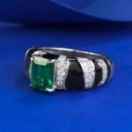 Elegant S925 Sterling Silver Rectangular Emerald Ring