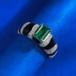 Elegant S925 Sterling Silver Rectangular Emerald Ring