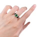 Elegant S925 Sterling Silver Rectangular Emerald Ring