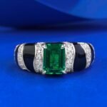 Elegant S925 Sterling Silver Rectangular Emerald Ring