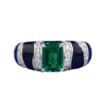 Elegant S925 Sterling Silver Rectangular Emerald Ring