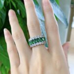 Elegant S925 Sterling Silver Ring with Emerald Zircon