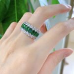 Elegant S925 Sterling Silver Ring with Emerald Zircon