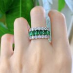 Elegant S925 Sterling Silver Ring with Emerald Zircon