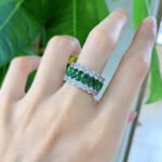 Elegant S925 Sterling Silver Ring with Emerald Zircon