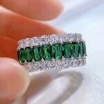 Elegant S925 Sterling Silver Ring with Emerald Zircon