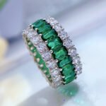 Elegant S925 Sterling Silver Ring with Emerald Zircon