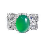 High Ice Green Jade Chalcedony Agate Ring Elegant Wedding Jewelry