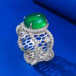 High Ice Green Jade Chalcedony Agate Ring Elegant Wedding Jewelry