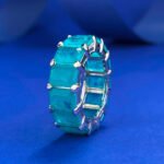 Stunning Rectangular Cut Emerald Ring in 925 Sterling Silver