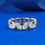 Elegant 925 Sterling Silver Eternity Band with Emerald