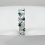 Elegant 925 Sterling Silver Eternity Band with Emerald