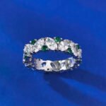 Elegant 925 Sterling Silver Eternity Band with Emerald