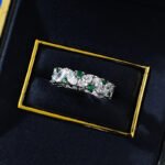 Elegant 925 Sterling Silver Eternity Band with Emerald